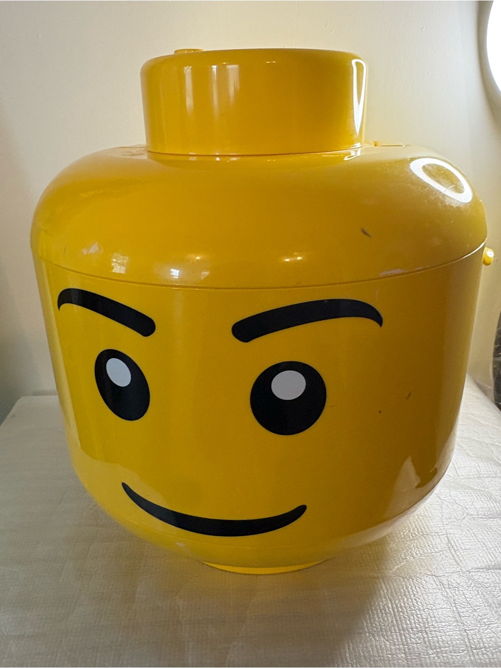 LEGO Yellow large Storage Head Container Bin with Handle, Plastic